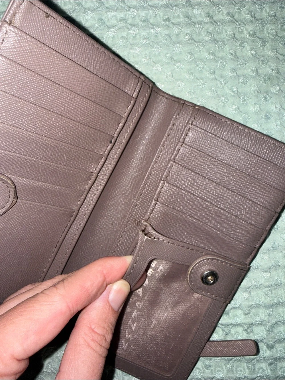 Kate Spade Laurel Way Neda Zip Around Wallet Mauve Taupe Saffiano Leather